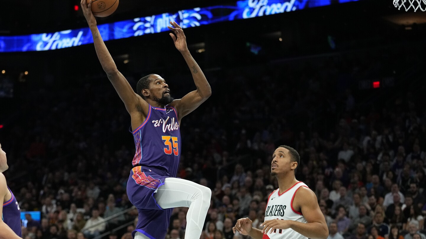 Durant marque 31, désormais 11e de tous les temps pour les points, les Suns dépassent Portland 120-107
