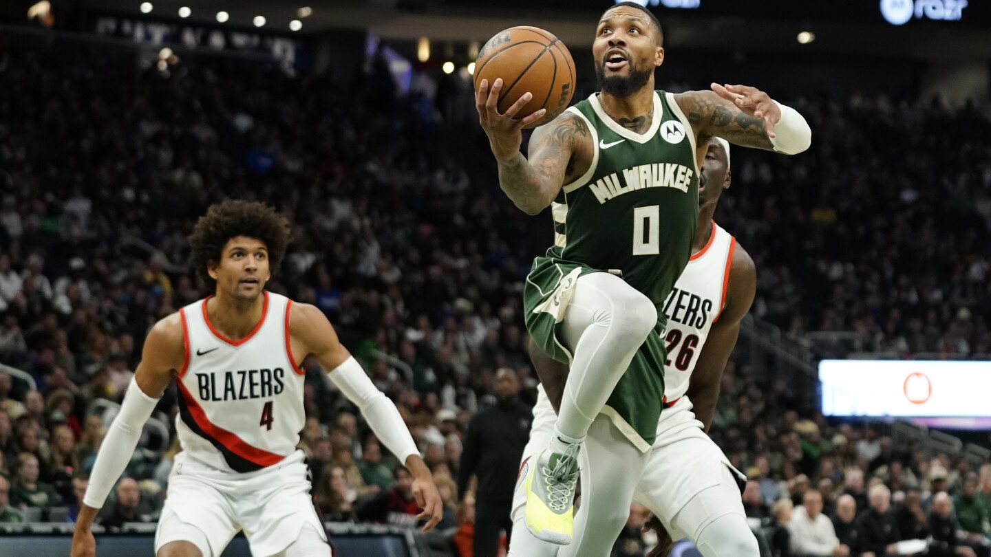 Les Bucks se rassemblent pour battre les Trail Blazers 108-102 lors du premier match de Lillard contre l'ancienne équipe
